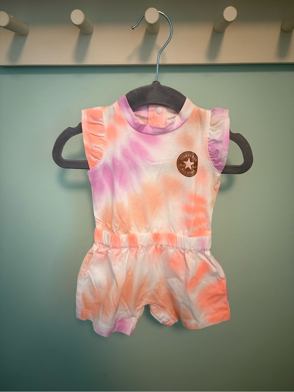 Converse Girls Tie-Dye Romper in Peach & Lavender
